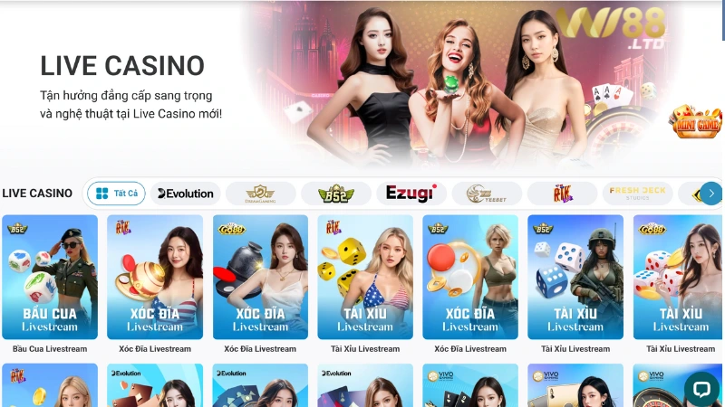 Giới thiệu Live Casino Wi88