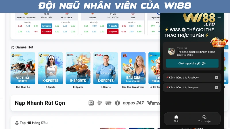 Đội ngũ nhân viên chăm sóc khách hàng Wi88